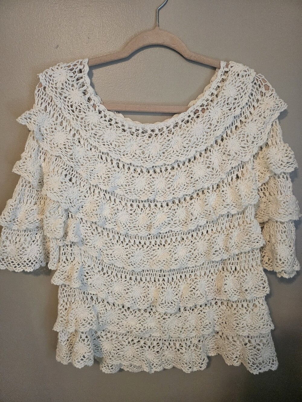 Cottagecore Crochet Ruffle Top